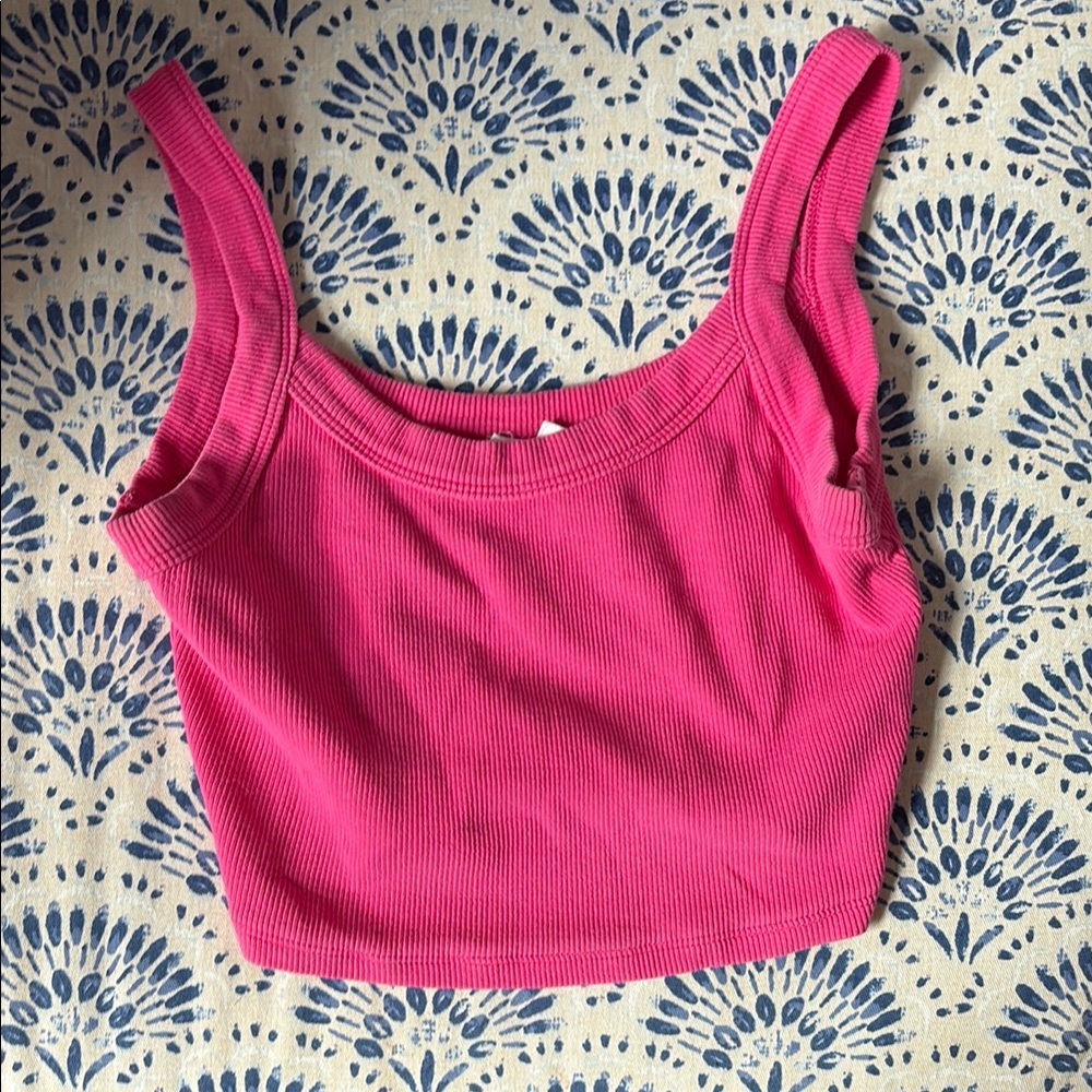 Pink Splash Ribbed Crop Top
